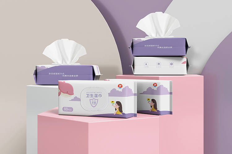 DRAW-OUT SINITARY WET WIPES OF PURPLE WHALE 80PCS
