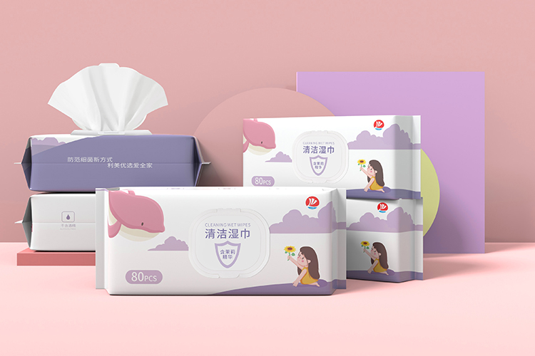 DRAW-OUT CLEANING WET WIPES OF PURPLE WHALE 80PCS