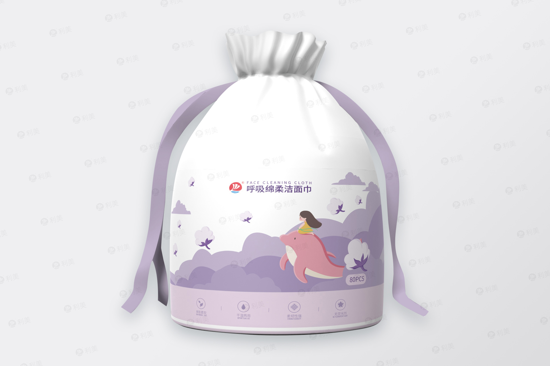 ROLL TYPE FACE TOWEL PUPLE WHALE SERIESMain picture No1张