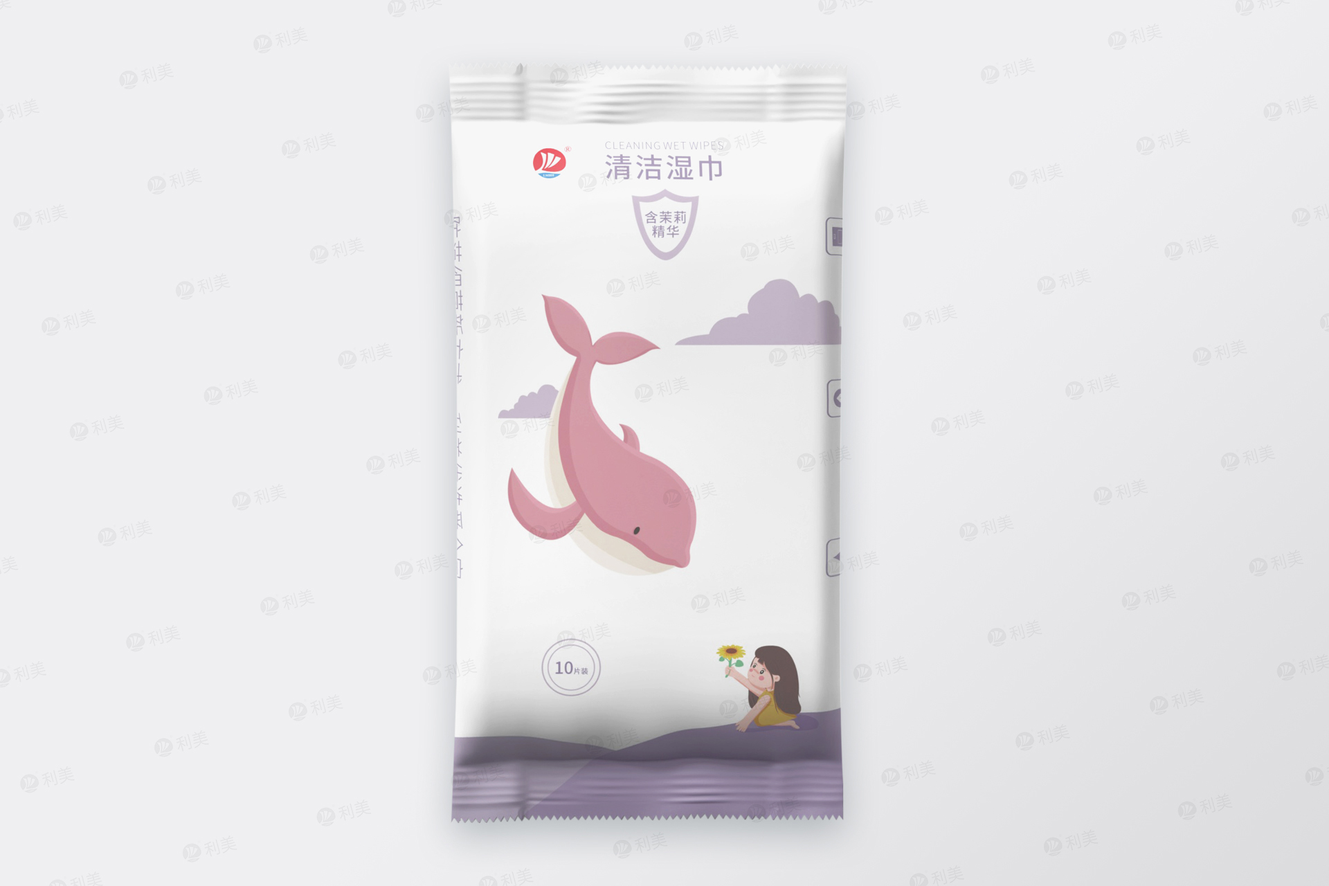 SINGLE PACK CLEANING WET WIPES OF PURPLE WHALE SERIESMain picture No2张
